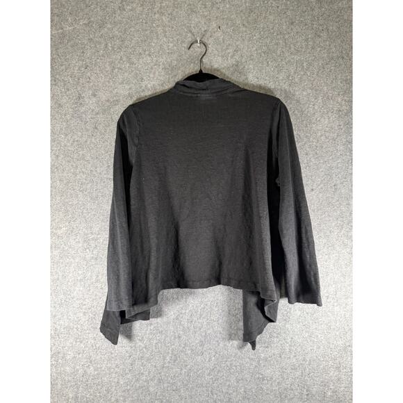 Chico's Sweater Women Large Black Linen Blend Long Sleeve Cardigan Natural - Picture 6 of 7